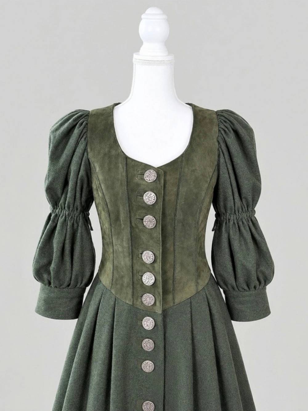Vintage wool cottagecore dress with long peasant puff- sleeves, Dirndl, Whimsy